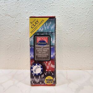 Bicycle Poker Chips 100 Count Tournament Clay Filled W/Tray 8g 2 Color Chips Bet